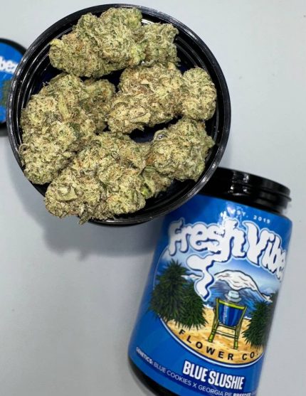 FRESH VIBES FLOWER CO FRESH VIBES FLOWER CO SMALL BATCH FRESH VIBES FLOWER FRESH VIBES PREMIUM SMALL BATCH QTR JAR FRESH VIBES FLOWER CO JAR